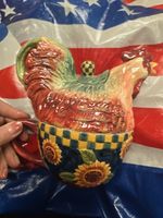 certified international susan winget Rooster/ Sunflower Cookie Jar / Teapot/ Cup