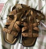 Primark Womens Brown Faux Suede Strappy Studded Sandals Padded Insole UK6