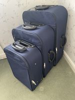 DITTO Blue Soft Polyester 3-Piece Luggage Set of Wheeled Suitcases
