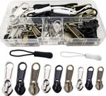 40 Pcs Zipper Pull Replacement, Metal Zipper Head for Nylon Coil Zipper, Essenti