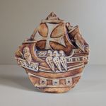 Vintage Quantock Designs Somerset Pottery Stoneware Galleon Ship Sculpture