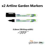 2 x Artline Garden Marker Pen Plant Label Tip Black Permanent Markers Pens