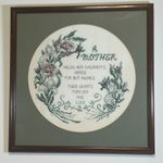 Framed Cross Stitch Sampler A Mother Quote Floral Design 227mm Handmade Gift
