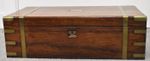 Antique Brassbound Walnut Military Style Writing Slope Desk Box 50cm With Key