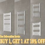 Modern Bathroom Straight Heated Towel Rail Radiator White Chrome Ladder Warmer