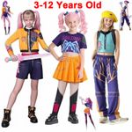 Kids Girls KPop Demon Hunters Costume Rumi Zoey Cosplay Fancy Dress Wigs Outfits