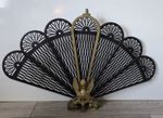 Vintage Brass Griffin Gargoyle Peacock Folding Fire Guard Screen