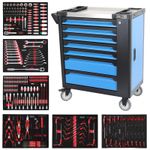 POLLOR 7 Drawer Roller Tool Chest with 262 Piece Tool Kit – Blue & Black