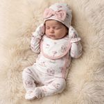 Baby Girl 5 Piece Cotton Layette Gift Set Fairground Ballons PINK 0-3m
