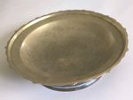 Vintage Chinese Brass Pedestal Bowl Dragon Etched Footed Dish Tazza 20cm 630g