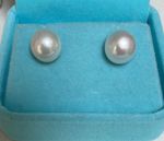 Stunning 11mm White REAL Seawater Mabe Pearl Stud Earrings 925 Silver UK Seller