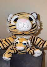 Plush Tiger Soft Toy with Baby Cub, Small 15-35cm Wild Animal