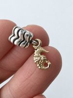 Vintage Retired Pandora Seahorse DangleCharm 14ct Gold & 925 Silver 790518