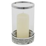 21cm Hestia Clear Glass Candle Tealight Pillar Holder Diamante Base Home Decor