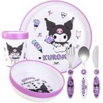 Kuromi Kids 6 Piece Dinnerware Cutlery Set - Plate/Bowl/Cup/Knife/Fork/Spoon