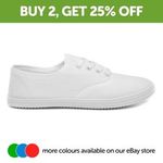 Womens Canvas White Adults Ladies Lace Up Shoes Flat Casual Lightweight SIZE