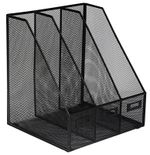 OSCO Black Wiremesh Triple Magazine Rack | Folder Storage | File Organiser | 3 S