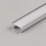 LED 2M Aluminium Profile Silver w/ Cover LEDBRITE 25 x 7mm Recessed Channel 2507