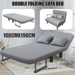 Double Fabric Sofa Bed Sleeper Couch Sofabed Settee Recliner Beds Folding Grey