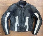 OSX Men's Leather Motorcycle Jacket Black/White size L Biker Racing
