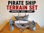 28mm Pirate Ship Terrain Set Shipwreck Boats Tabletop RPG DND Wargaming Scenery