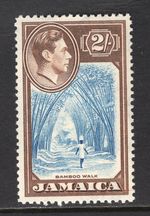 M24790 Jamaica 1938 SG131 KGVI: 2/- blue & chocolate UMM, Cat £35