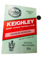 Rugby Programme Keighley Vs Chorley Borough September 1988 Vintage ra