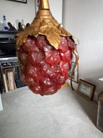 RARE BEAUTIFUL VINTAGE MURANO RASPBERRY ART GLASS HALLWAY LANTERN
