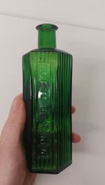 Lovely Antique Green Embossed 8 oz NOT TO BE TAKEN Hexagonal Poison Bottle
