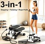 Dual Hydraulic Twist Mini Stepper with Resistance Bands, Adjustable Height Grey