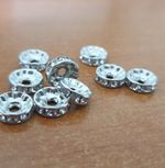 50 ANTIQUE SILVER COLOUR CLEAR RHINESTONE RONDELLE SPACER BEADS 6mm 8mm 10mm BD1