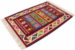 Handwoven Wool Kilim Rug 122x82 cm Colorful Striped Geometric Tribal Flatweave