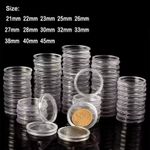 100Pcs Coin Cases Capsules Holder Plastic Clear Round Big Storage Box 22-45mm UK