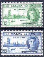Malta 1946 George VI Victory Complete Set SG 232 - 233 Unmounted Mint MNH