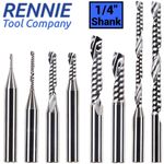 1/4" Shank Solid Carbide Single Flute Up Cut Spiral Router Bit O Flute