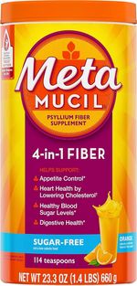 Metamucil Psyllium 4 in 1 Fiber Supplement Powder Orange Flavour 23.3oz (660g)