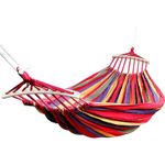 Outdoor Camping Hammock Single Double Triple Heavy Duty Canvas with Wooden Bar