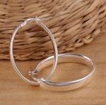 Solid 925 Sterling Silver Large Plain Oval Huggie Hoop 6mm Wide Earrings Boxed