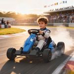 24V Electric Go Kart, Drift Kart with Adjustable Seat, for 6-12 Years, Blue