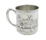 20th Century American Sterling Silver Nursery Rhyme Christening Mug Antique