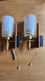 Pair of 1960's Vintage Mid Century Prova Teak & Glass Wall Light Sconces