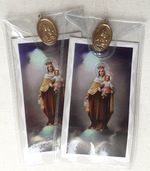 OUR LADY OF MOUNT CARMEL   Prayer Card & Medal   PACK OF THREE
