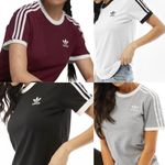 Women Adidas Originals 3 Stripes Cotton T-shirt Crew Neck Short Sleeve S-XXL