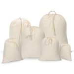 Pack of 10 Drawstring 100% Cotton Xmas/Sack/Stocking/Storage/Laundry Bags
