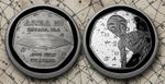 Pair of AREA 51 Titanium & Silver Commemorative Coins & Capsules. Space/Alien