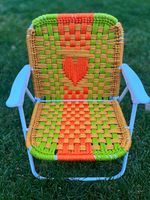 vintage-style macrame folding lawn chair