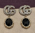🌹💕🚚 ✅ Women’s Gucci Gold Black Crystal Drop Earrings Brand New With Box!