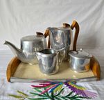 Vintage Picquot Ware 5 Piece Tea Coffee Set With Tray Mid Century England