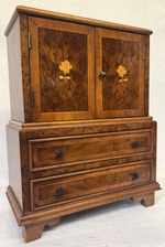 Lovely Vintage Satin Wood And Walnut Inlaid Apprentice Piece Cabinet Signed