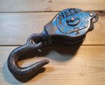Vintage Metal Block & Hook Royal Navy Nautical Seamanship Lifting Garden Prop
